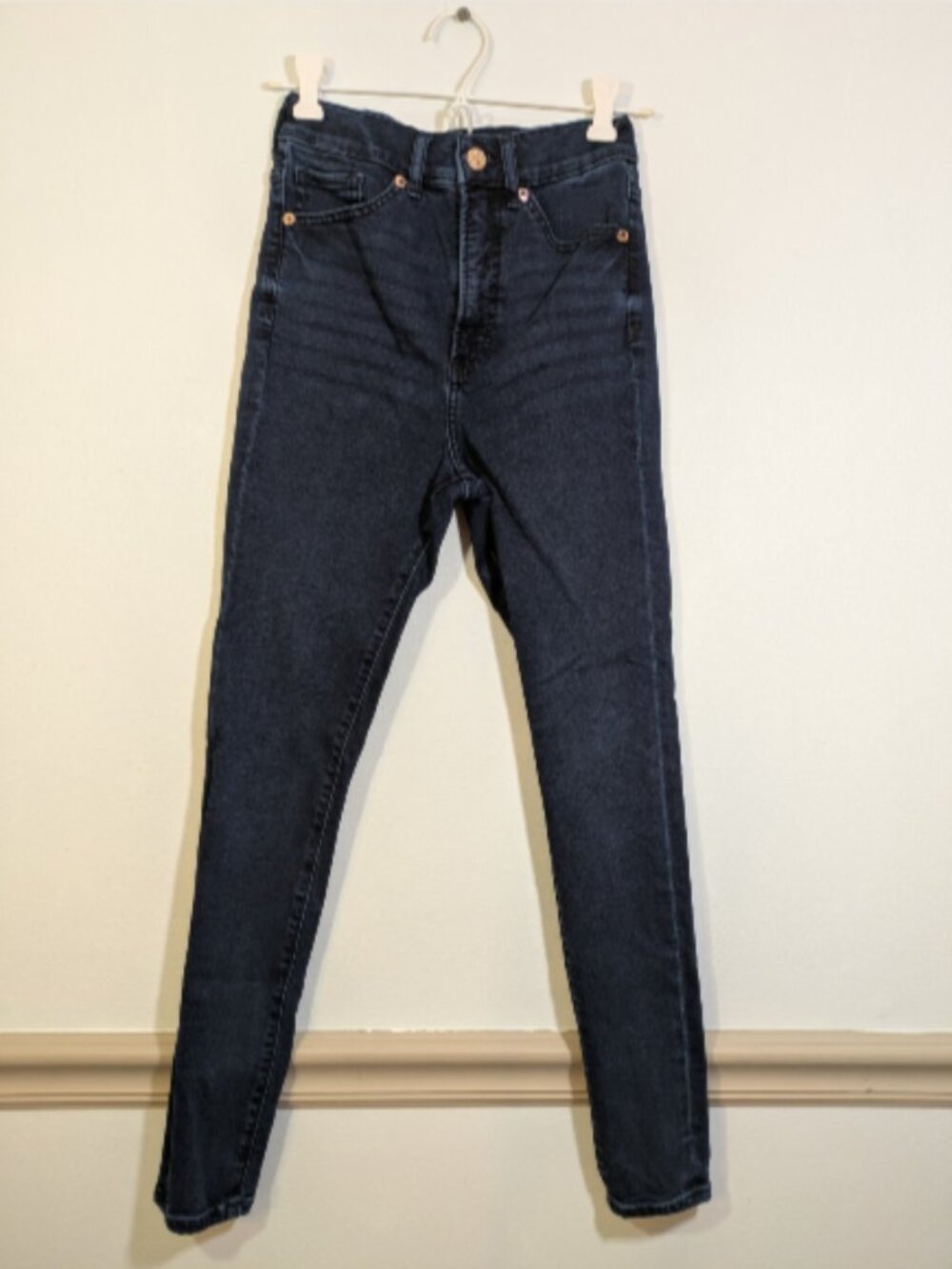 Express Skinny Super High Rise Jeans Women 0R Blue Straight Leg Stretch
